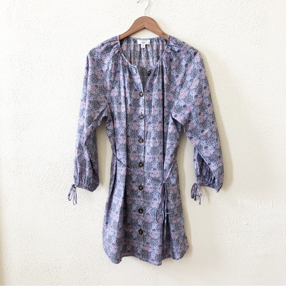 J. Crew Tie-sleeve Button-front Organic Cotton Dress in Liberty® Fabric M - Picture 3 of 5